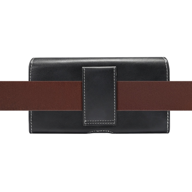 Men Lambskin Texture Multi-functional Universal Mobile Phone Waist Pack Leather Case for 6.0 Inch or Below Smartphones (Black)