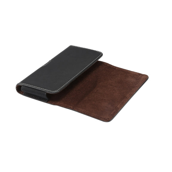 Men Lambskin Texture Multi-functional Universal Mobile Phone Waist Pack Leather Case for 6.0 Inch or Below Smartphones (Black)