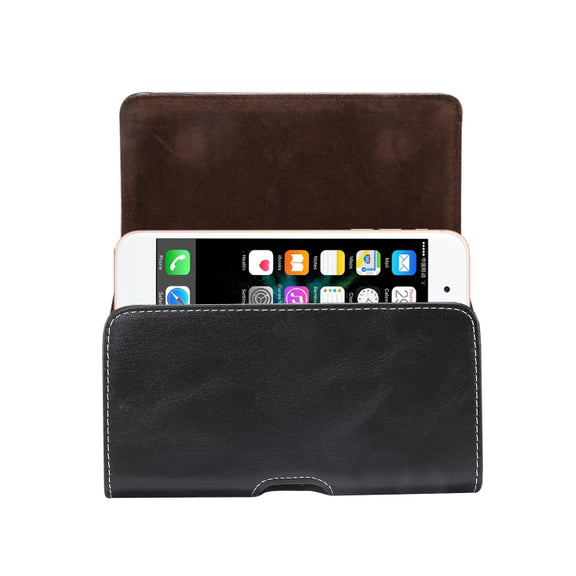 Men Lambskin Texture Multi-functional Universal Mobile Phone Waist Pack Leather Case for 6.0 Inch or Below Smartphones (Black)