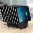 ORICO DUK-10P 120W 10 USB Ports Smart Charging Station with Phone & Tablet Stand, UK Plug(Black) - Multifunction Charger by ORICO | Online Shopping South Africa | PMC TechLife | Buy Now Pay Later Mobicred