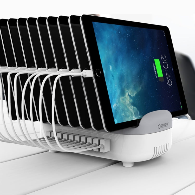 ORICO DUK-10P 120W 10 USB Ports Smart Charging Station with Phone & Tablet Stand, EU Plug(White) - free shipping - PMC TechLife - Order now!