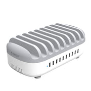 ORICO DUK-10P 120W 10 USB Ports Smart Charging Station with Phone & Tablet Stand, US Plug(White)