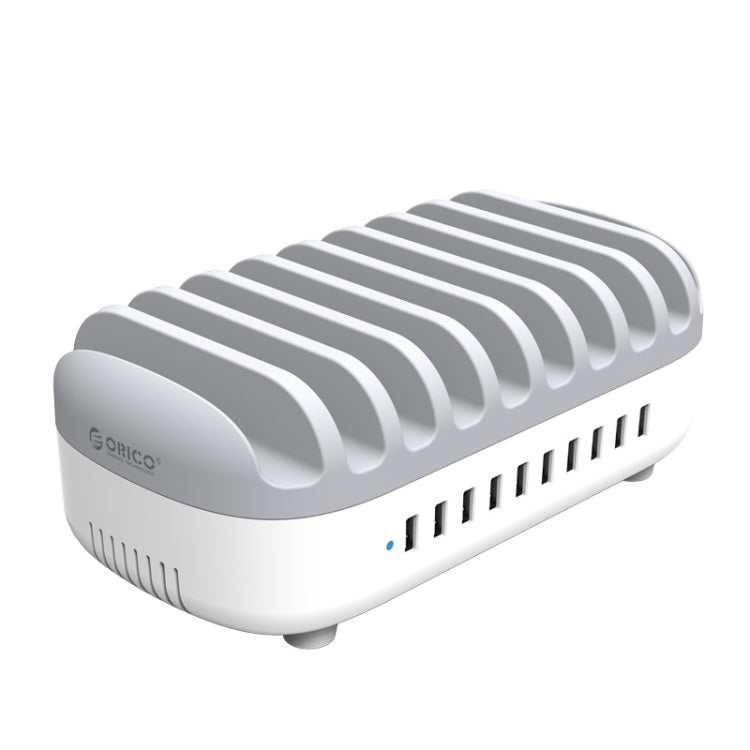 ORICO DUK-10P 120W 10 USB Ports Smart Charging Station with Phone & Tablet Stand, US Plug(White)