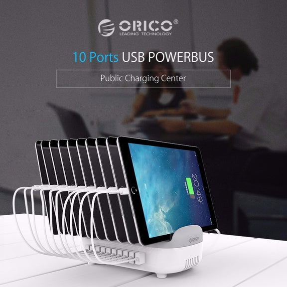 ORICO DUK-10P 120W 10 USB Ports Smart Charging Station with Phone & Tablet Stand, UK Plug(Black)