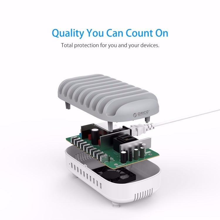 ORICO DUK-10P 120W 10 USB Ports Smart Charging Station with Phone & Tablet Stand, AU Plug(Black) - free shipping - PMC Jewellery - Order now!