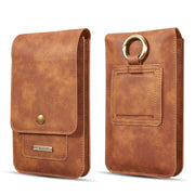 DG.MING Universal Cowskin Leather Protective Case Bag Waist Bag with Card Slots & Hook
