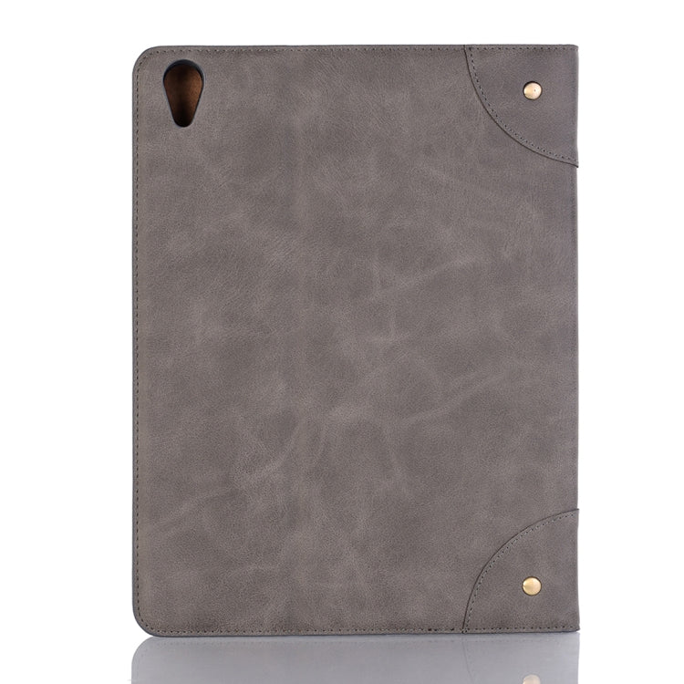 Retro Book Style Horizontal Flip PU Leather Case for iPad Air 13 2025 / 2024 / iPad Pro 12.9 inch (2018), with Holder & Card Slots & Wallet (Grey) - free shipping - PMC TechLife - Order now!