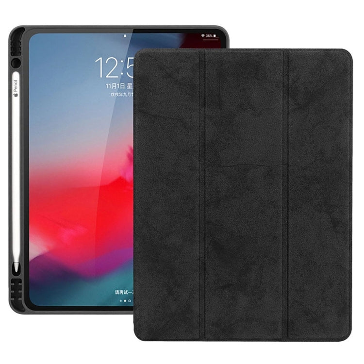 Horizontal Flip Leather Case with Pen Slot Three-folding Holder & Wake-up / Sleep Function for iPad Air 13 2024 / Pro 12.9 (2018)(Black) - iPad Pro 12.9 (2018) Cases by PMC TechLife | Online Shopping South Africa | PMC TechLife | Buy Now Pay Later Mobicred