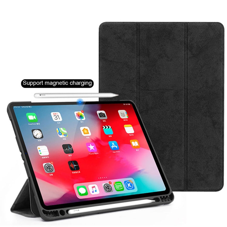 Horizontal Flip Leather Case with Pen Slot Three-folding Holder & Wake-up / Sleep Function for iPad Air 13 2024 / Pro 12.9 (2018)(Black) - iPad Pro 12.9 (2018) Cases by PMC TechLife | Online Shopping South Africa | PMC TechLife | Buy Now Pay Later Mobicred