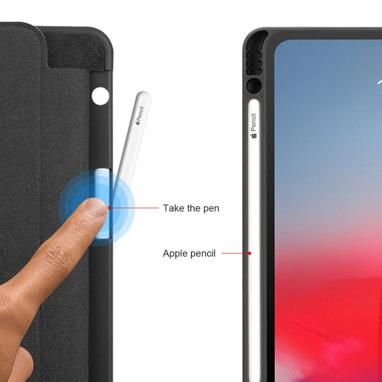 Horizontal Flip Leather Case with Pen Slot Three-folding Holder & Wake-up / Sleep Function for iPad Air 13 2024 / Pro 12.9 (2018)(Black) - iPad Pro 12.9 (2018) Cases by PMC TechLife | Online Shopping South Africa | PMC TechLife | Buy Now Pay Later Mobicred