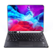 X-11BC Skin Plain Texture Detachable Bluetooth Keyboard Tablet Case for iPad Pro 11 inch 2020 / 2018, with Touchpad & Pen Slot(Dark Green)