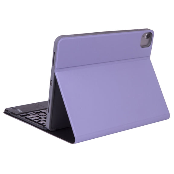 X-11BC Skin Plain Texture Detachable Bluetooth Keyboard Tablet Case for iPad Pro 11 inch 2020 / 2018, with Touchpad & Pen Slot(Light Purple)