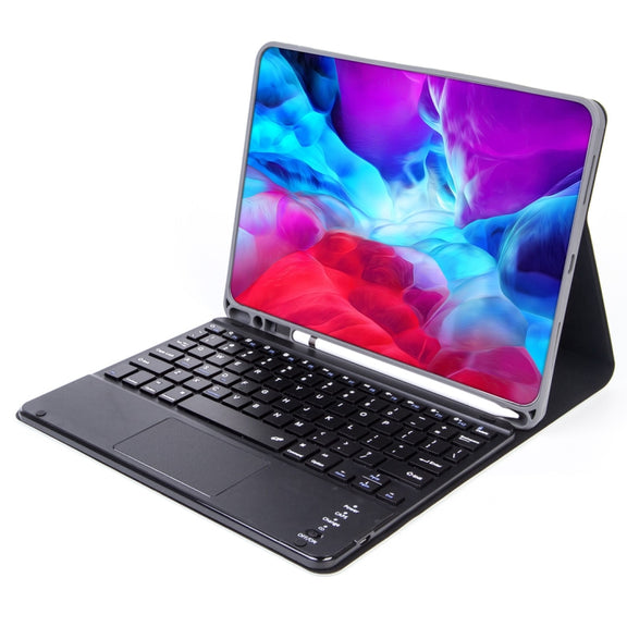 X-11BC Skin Plain Texture Detachable Bluetooth Keyboard Tablet Case for iPad Pro 11 inch 2020 / 2018, with Touchpad & Pen Slot(Light Purple)