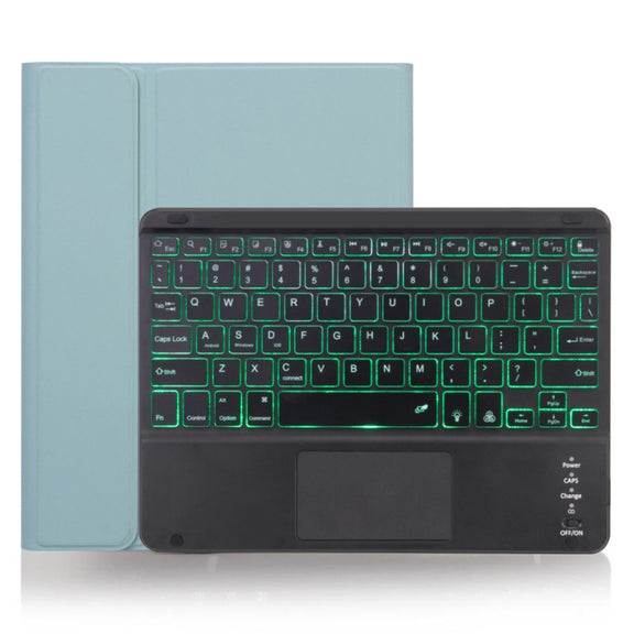 X-11BCS Skin Plain Texture Detachable Bluetooth Keyboard Tablet Case for iPad Pro 11 inch 2020 / 2018, with Touchpad & Pen Slot & Backlight (Green)