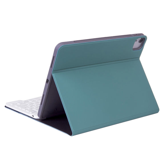 X-11BS Skin Plain Texture Detachable Bluetooth Keyboard Tablet Case for iPad Pro 11 inch 2020 / 2018, with Pen Slot & Backlight (Dark Green)