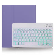 X-11BS Skin Plain Texture Detachable Bluetooth Keyboard Tablet Case for iPad Pro 11 inch 2020 / 2018, with Pen Slot & Backlight (Light Purple)