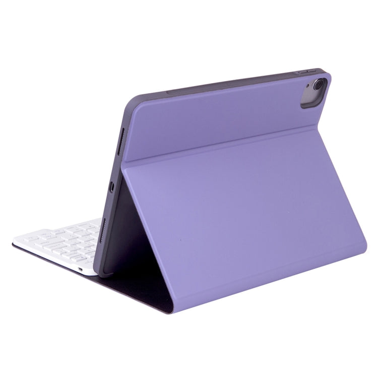 X-11BS Skin Plain Texture Detachable Bluetooth Keyboard Tablet Case for iPad Pro 11 inch 2020 / 2018, with Pen Slot & Backlight (Light Purple)