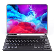X-11BS Skin Plain Texture Detachable Bluetooth Keyboard Tablet Case for iPad Pro 11 inch 2020 / 2018, with Pen Slot & Backlight (Black)