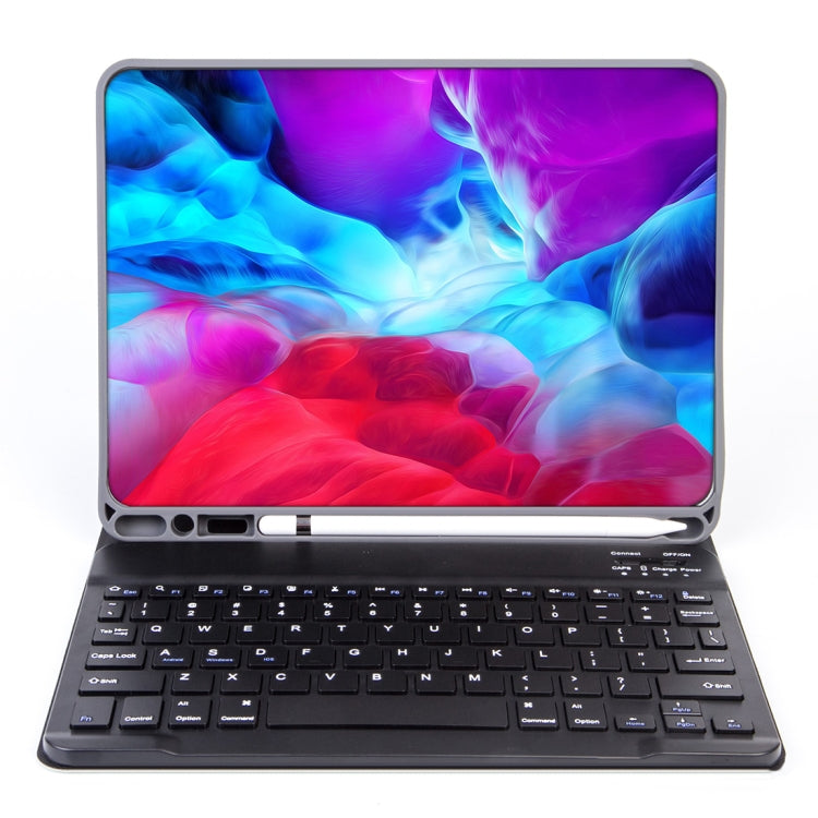 X-11BS Skin Plain Texture Detachable Bluetooth Keyboard Tablet Case for iPad Pro 11 inch 2020 / 2018, with Pen Slot & Backlight (Black)