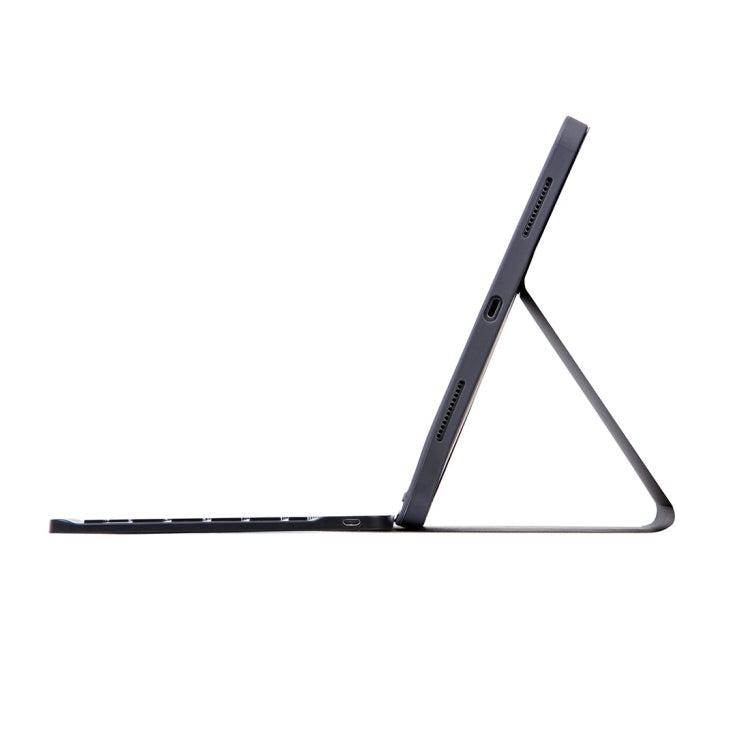 X-11BS Skin Plain Texture Detachable Bluetooth Keyboard Tablet Case for iPad Pro 11 inch 2020 / 2018, with Pen Slot & Backlight (Black)