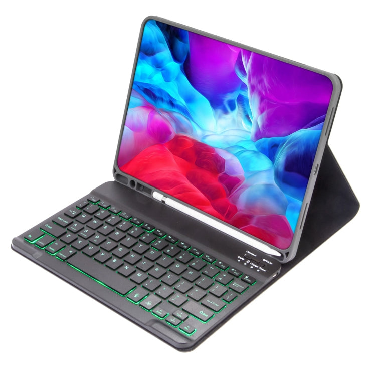 X-11BS Skin Plain Texture Detachable Bluetooth Keyboard Tablet Case for iPad Pro 11 inch 2020 / 2018, with Pen Slot & Backlight (Green)