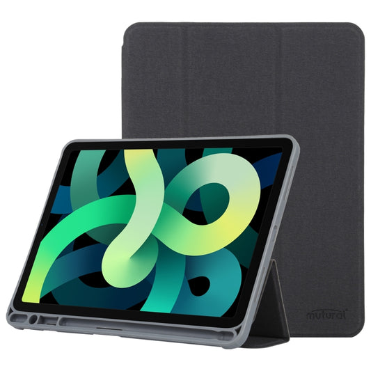 Mutural YASHI Series TPU + PU Cloth Pattern Texture Horizontal Flip Leather Case with Three-folding Holder & Pen Slot & Wake-up / Sleep Function For iPad Air 2022 / 2020 10.9(Black) - free shipping - PMC Jewellery - Order now!