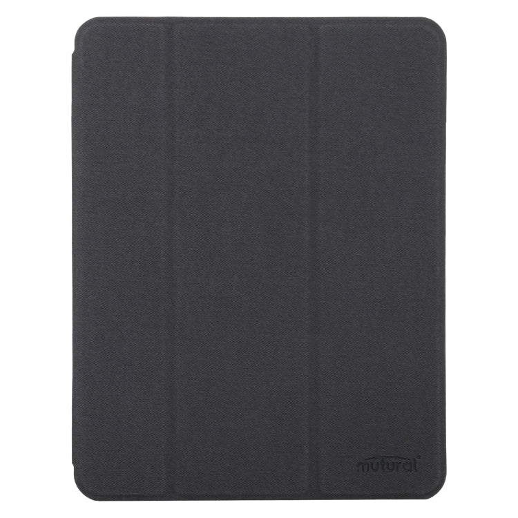 Mutural YASHI Series TPU + PU Cloth Pattern Texture Horizontal Flip Leather Case with Three-folding Holder & Pen Slot & Wake-up / Sleep Function For iPad Air 2022 / 2020 10.9(Black)