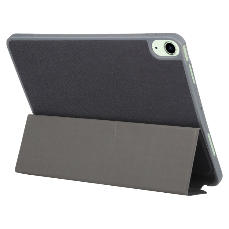 Mutural YASHI Series TPU + PU Cloth Pattern Texture Horizontal Flip Leather Case with Three-folding Holder & Pen Slot & Wake-up / Sleep Function For iPad Air 2022 / 2020 10.9(Black)