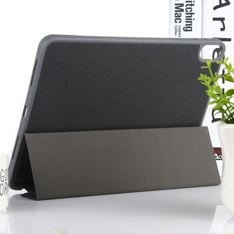 Mutural YASHI Series TPU + PU Cloth Pattern Texture Horizontal Flip Leather Case with Three-folding Holder & Pen Slot & Wake-up / Sleep Function For iPad Air 2022 / 2020 10.9(Black)