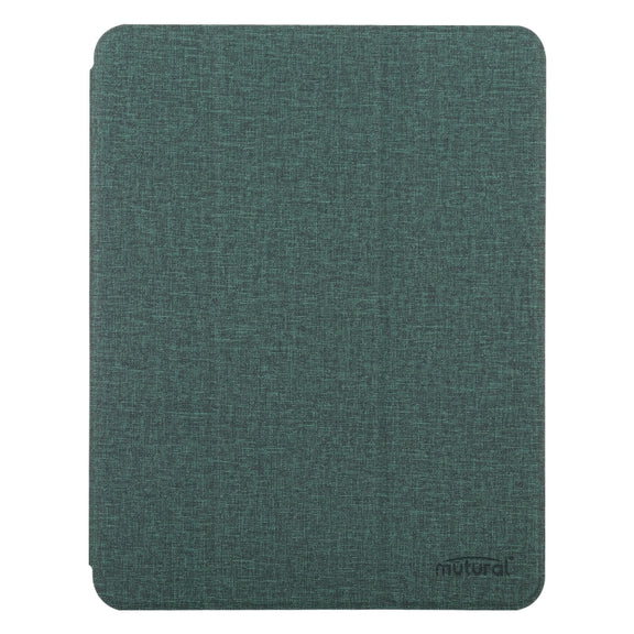 Mutural YASHI Series TPU + PU Cloth Pattern Texture Horizontal Flip Leather Case with Three-folding Holder & Pen Slot & Wake-up / Sleep Function For iPad Air 2022 / 2020 10.9(Green)