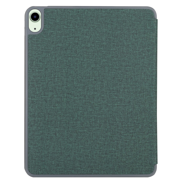 Mutural YASHI Series TPU + PU Cloth Pattern Texture Horizontal Flip Leather Case with Three-folding Holder & Pen Slot & Wake-up / Sleep Function For iPad Air 2022 / 2020 10.9(Green)