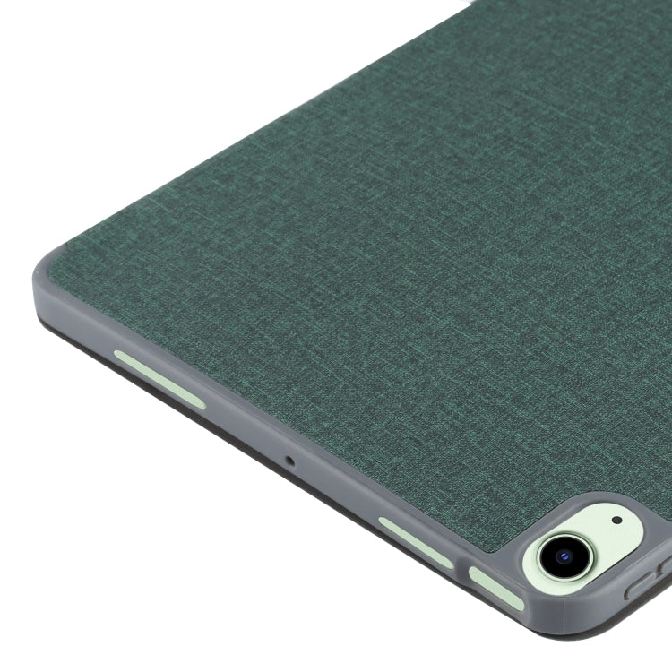 Mutural YASHI Series TPU + PU Cloth Pattern Texture Horizontal Flip Leather Case with Three-folding Holder & Pen Slot & Wake-up / Sleep Function For iPad Air 2022 / 2020 10.9(Green)