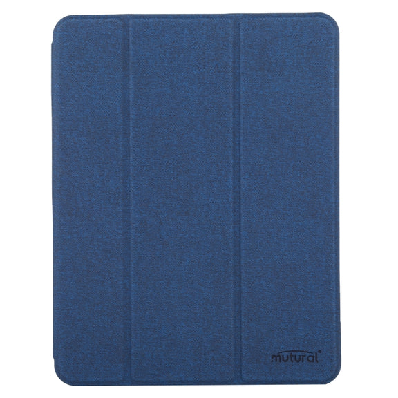 Mutural YASHI Series TPU + PU Cloth Pattern Texture Horizontal Flip Leather Case with Three-folding Holder & Pen Slot & Wake-up / Sleep Function For iPad Air 2022 / 2020 10.9(Blue)