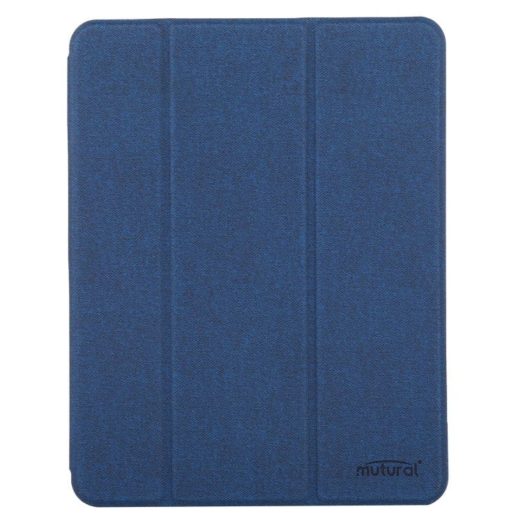 Mutural YASHI Series TPU + PU Cloth Pattern Texture Horizontal Flip Leather Case with Three-folding Holder & Pen Slot & Wake-up / Sleep Function For iPad Air 2022 / 2020 10.9(Blue)