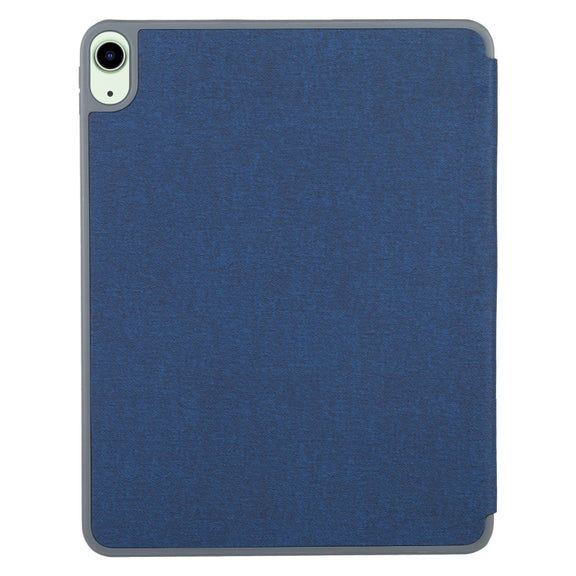Mutural YASHI Series TPU + PU Cloth Pattern Texture Horizontal Flip Leather Case with Three-folding Holder & Pen Slot & Wake-up / Sleep Function For iPad Air 2022 / 2020 10.9(Blue)