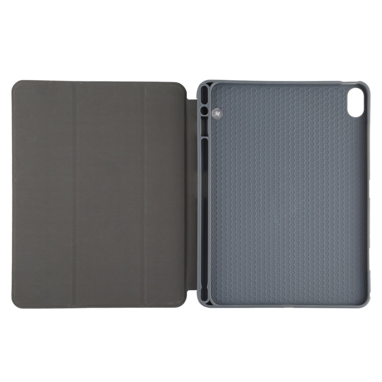 Mutural YASHI Series TPU + PU Cloth Pattern Texture Horizontal Flip Leather Case with Three-folding Holder & Pen Slot & Wake-up / Sleep Function For iPad Air 2022 / 2020 10.9(Blue)