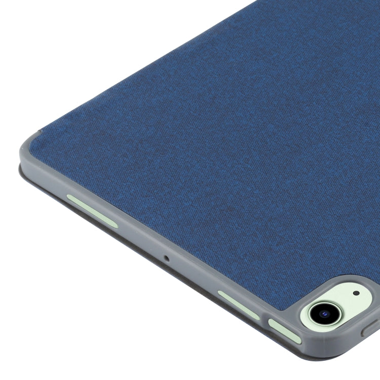 Mutural YASHI Series TPU + PU Cloth Pattern Texture Horizontal Flip Leather Case with Three-folding Holder & Pen Slot & Wake-up / Sleep Function For iPad Air 2022 / 2020 10.9(Blue)