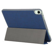 Mutural YASHI Series TPU + PU Cloth Pattern Texture Horizontal Flip Leather Case with Three-folding Holder & Pen Slot & Wake-up / Sleep Function For iPad Air 2022 / 2020 10.9(Blue)