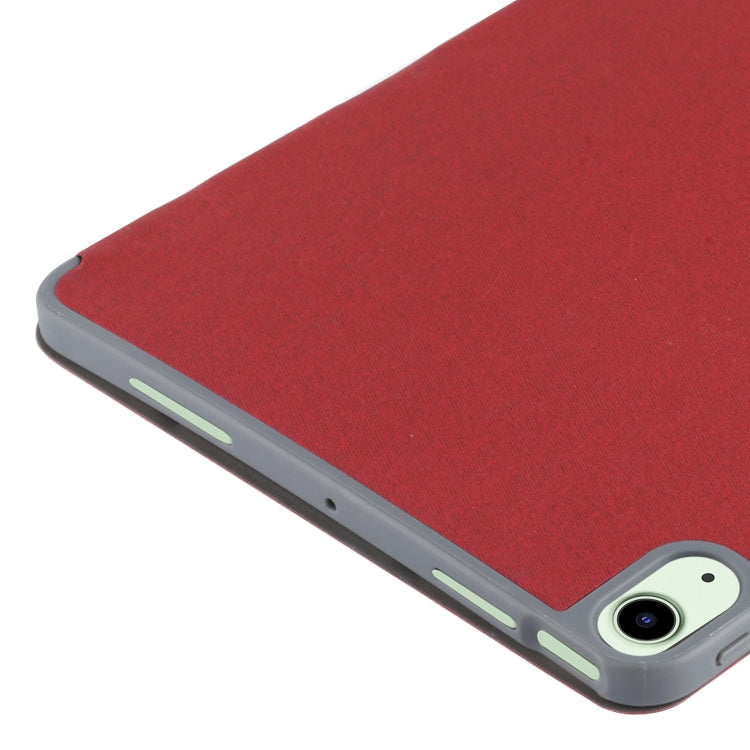 Mutural YASHI Series TPU + PU Cloth Pattern Texture Horizontal Flip Leather Case with Three-folding Holder & Pen Slot & Wake-up / Sleep Function For iPad Air 2022 / 2020 10.9(Red)