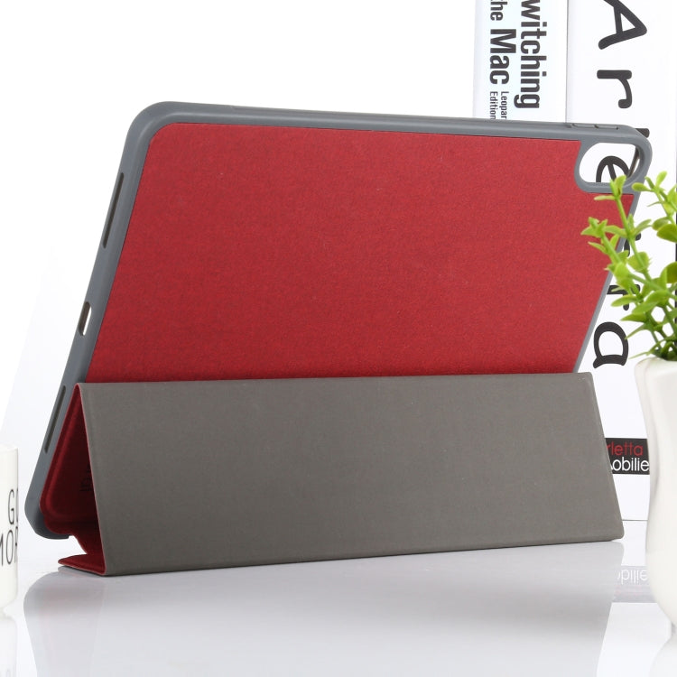 Mutural YASHI Series TPU + PU Cloth Pattern Texture Horizontal Flip Leather Case with Three-folding Holder & Pen Slot & Wake-up / Sleep Function For iPad Air 2022 / 2020 10.9(Red)