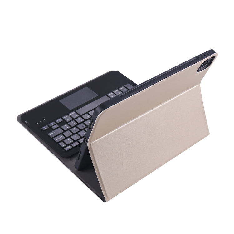 A11B-A Ultra-thin ABS Detachable Bluetooth Keyboard Tablet Case with Touchpad & Pen Slot & Holder for iPad Pro 11 2022 / 2021 / Air 5 / Air 4 (Gold)