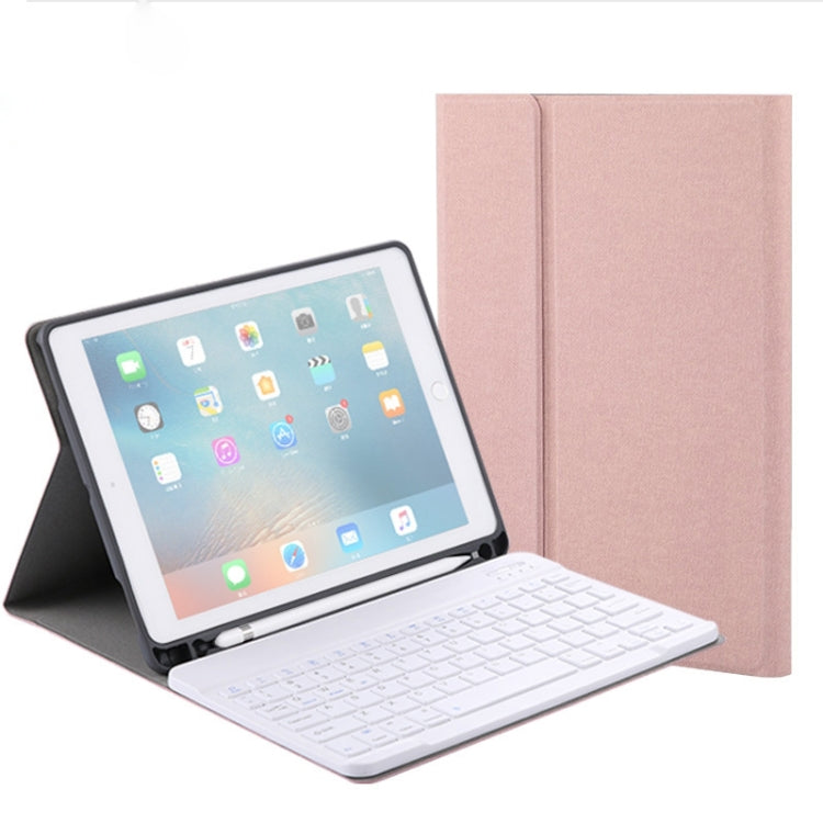 RK508 For iPad Air 2 & Air 1 / Pro 9.7 inch & 2017 iPad & 2018 iPad Silk Texture Detachable Plastic Bluetooth Keyboard Leather Tablet Case with Stand & Pen Slot Function(Rose Gold) - Universal by PMC TechLife | Online Shopping South Africa | PMC TechLife