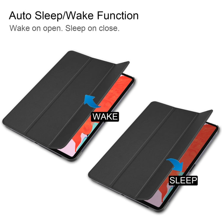 Custer Texture Horizontal Flip PU Leather Case for iPad Air 13 2024 / iPad Pro 12.9 inch (2018), with Three-folding Holder & Sleep / Wake-up Function(Black) - iPad Pro 12.9 (2018) Cases by PMC TechLife | Online Shopping South Africa | PMC TechLife | Buy Now Pay Later Mobicred
