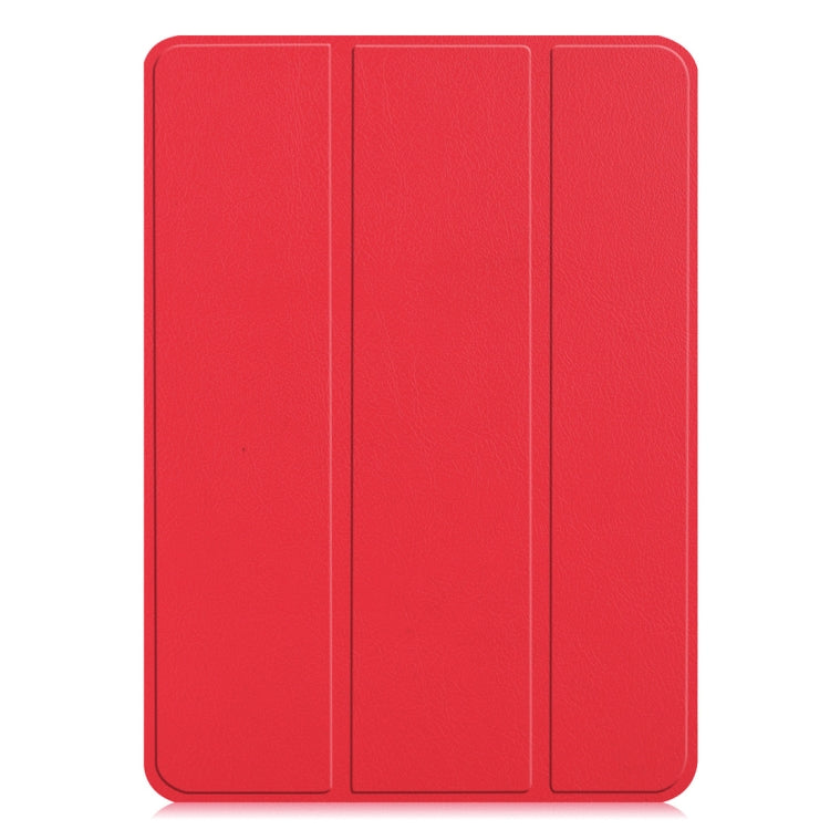 Custer Texture Horizontal Flip PU Leather Case for iPad Air 13 2024 / iPad Pro 12.9 inch (2018), with Three-folding Holder & Sleep / Wake-up Function(Red)