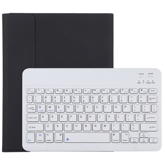 TG11B Detachable Bluetooth White Keyboard + Microfiber Leather Tablet Case for iPad Pro 11 inch (2020), with Pen Slot & Holder (Black)