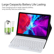 TG11B Detachable Bluetooth White Keyboard + Microfiber Leather Tablet Case for iPad Pro 11 inch (2020), with Pen Slot & Holder (Black)