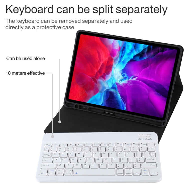 TG11B Detachable Bluetooth White Keyboard + Microfiber Leather Tablet Case for iPad Pro 11 inch (2020), with Pen Slot & Holder (Black) - For iPad Pro by PMC TechLife | Online Shopping South Africa | PMC TechLife
