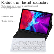 TG11B Detachable Bluetooth White Keyboard + Microfiber Leather Tablet Case for iPad Pro 11 inch (2020), with Pen Slot & Holder (Black)