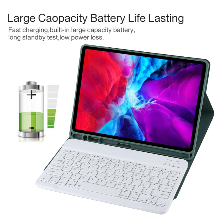 TG11B Detachable Bluetooth White Keyboard + Microfiber Leather Tablet Case for iPad Pro 11 inch (2020), with Pen Slot & Holder (Dark Green) - For iPad Pro by PMC TechLife | Online Shopping South Africa | PMC TechLife