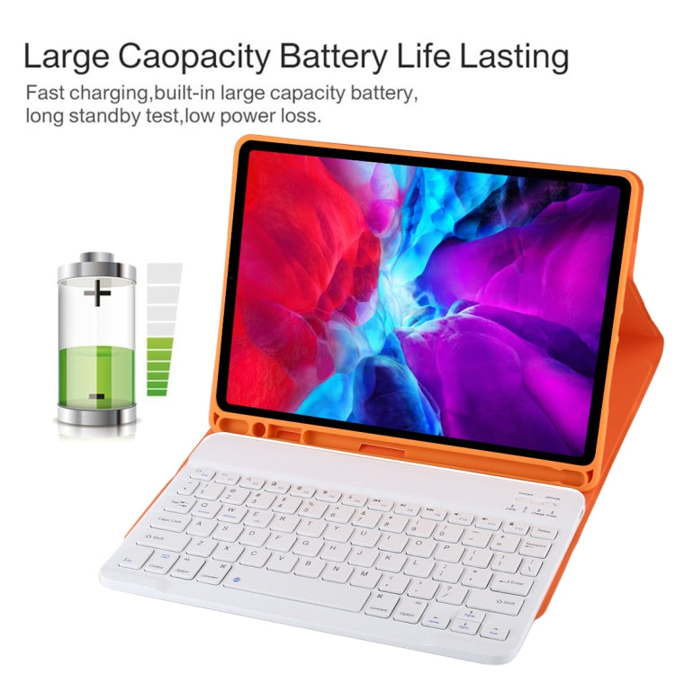 TG11B Detachable Bluetooth White Keyboard + Microfiber Leather Tablet Case for iPad Pro 11 inch (2020), with Pen Slot & Holder (Orange) - For iPad Pro by PMC TechLife | Online Shopping South Africa | PMC TechLife